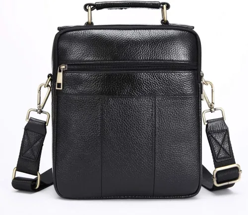 Vista 2 de Bolso bandolera de cuero genuino para hombre