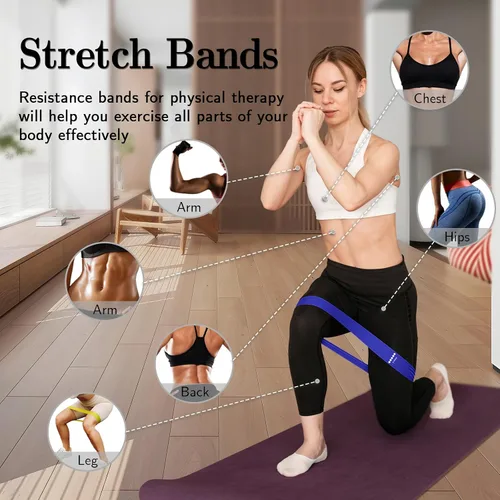Vista 3 de Resistance Bands for Working Out, 5 Levels Elastic Exercise Bands