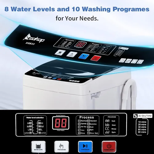 Vista 4 de Lavadora completamente automática de 15.6 libras, 1.3 pies cúbicos compacta y lavadora compacta combinada integrada de 10 programas y 8 niveles