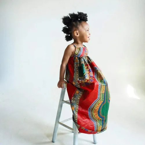Vista 5 de WOCACHI Vestido largo de verano para niñas pequeñas Dashiki africanas, estilo étnico bohemio con estampado digital, Niñas