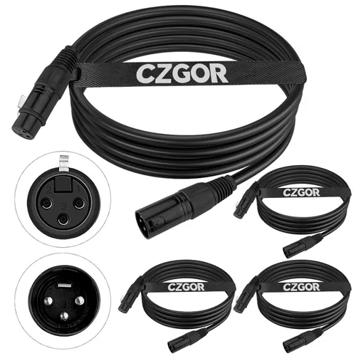 Vista 10 de Cable DMX de 10 pies, paquete de 10 cables flexibles de 3 pines de Paquete de 10 cables DMX de 10 pies