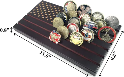 Vista 2 de Glamtune Soporte de monedas militar con bandera estadounidense (grande, 6 filas)