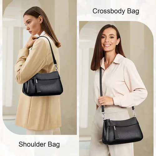 Vista 2 de Over Earth Genuine Leather Crossbody Bags for Women Small Hobo Handbags Shoulder Purses with 2 Detachable Straps