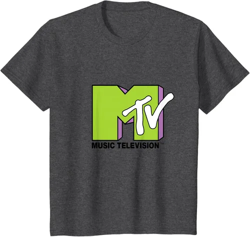 Vista 28 de Camiseta de tratamiento de relleno con logotipo MTV verde lima y morado, Negro, S Azul Marino