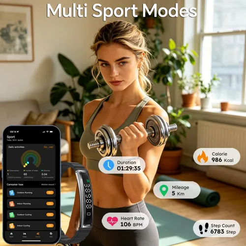 Vista 5 de Pulsera inteligente de fitness, monitor de ritmo cardíaco, monitor de actividad del sueño, contador de pasos, calorías, podómetro, impermeable