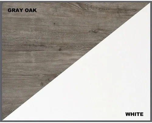 Vista 7 de Saint Birch Finley - Escritorio de madera moderno en forma de L en color blanco/madera flotante