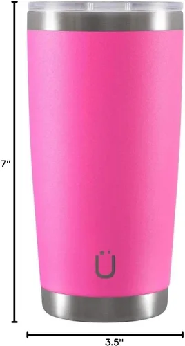 Vista 6 de GLUCK LUCKY - Vaso aislado de doble pared de 20 onzas, taza de viaje para oficina en casa, mantiene el café y las bebidas frías y calientes