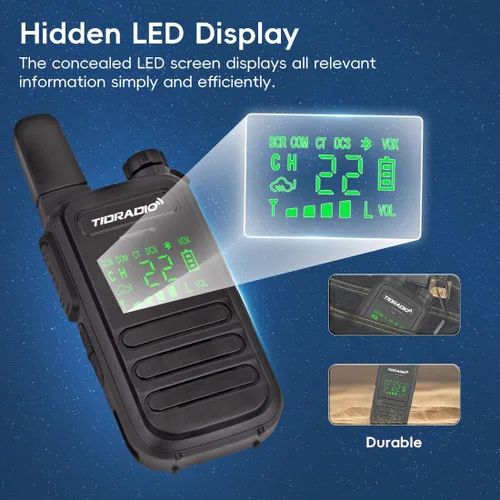 Vista 8 de TIDRADIO TD-M11 Walkie Talkies impermeable IP67, programación Bluetooth de aplicación/web, radios bidireccionales FRS de largo alcance, copia freq