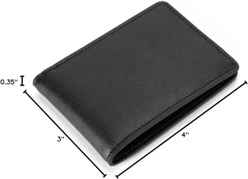Vista 8 de Cartera delgada para hombre con bolsillo frontal para tarjeta de identificación con bloqueo RFID