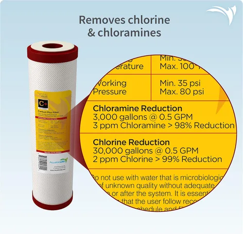Vista 5 de AQUATICLIFE Carbon Plus Filtro de agua de bloque de carbono de 10 pulgadas Cartucho de reducción de cloramina para ósmosis inversa Desionización