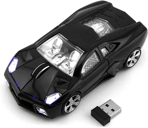 Vista 8 de FIRSTMEMORY - Mouse inalámbrico para automóvil, 2.4 G, ratón óptico de auto de carreras, 1600 DPI para PC, laptop, escritorio (negro)