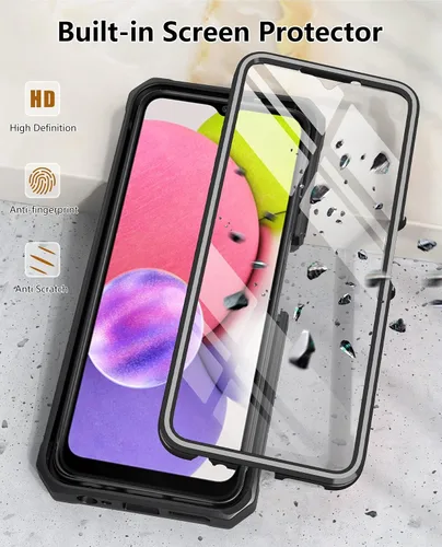 Vista 2 de SOiOS Funda para teléfono Samsung Galaxy A03S: Soporte duro integrado y protector táctil Militar a prueba de golpes TPU resistente suave resistente