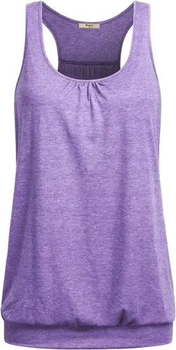 Vista 26 de Miusey - Camiseta sin mangas para mujer, cuello redondo, ajuste holgado, espalda cruzada, de yoga 1# Negro