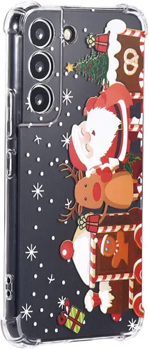 Vista 4 de Funda de Navidad para Samsung Galaxy S22, transparente, suave, delgada, a prueba de golpes, con esquinas de protección de aire, regalo de hombre