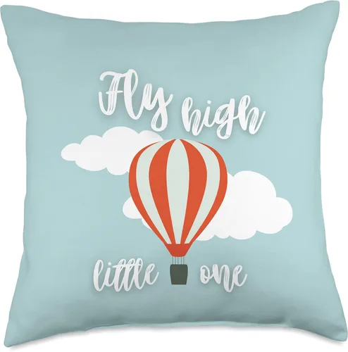 Vista 5 de Fearless Fly High Little One Cute Decor Baby & Kids - Almohada de globo de aire caliente, 16.0 x 16.0 in, multicolor