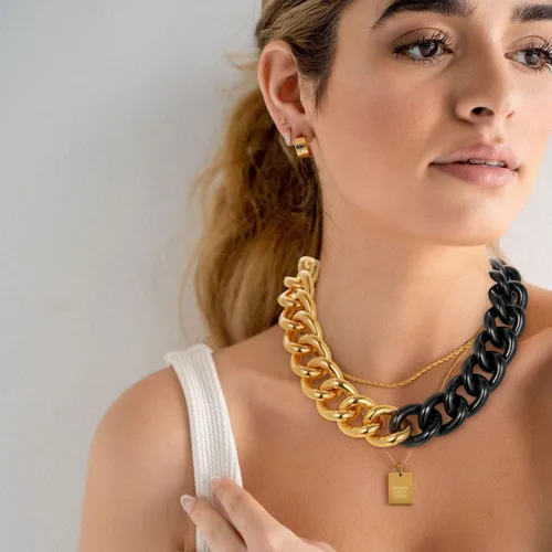 Vista 8 de GOLDCHIC JEWELRY Gargantilla gruesa de oro para mujer, 0.197in0.472in0.906in, collar de cadena de hip hop, collar de cadena de clip grueso de 16 18