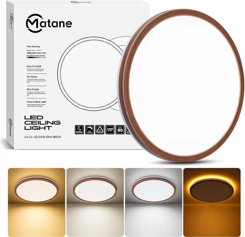 Vista 13 de Matane Lámpara de Techo LED Empotrada de 12 Pulgadas con Luz Nocturna, 24W 2400LM 3000K/4000K/5000K Seleccionable, Luces de Techo Regulables