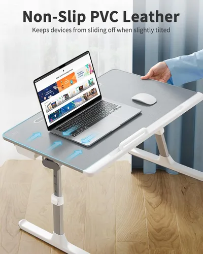 Vista 11 de Bandeja para portátil, SAIJI 23.6*17.7 in Regazo de mesa para cama, multiuso Premium Lapdesk, ángulo de altura ajustable, con soporte para libros