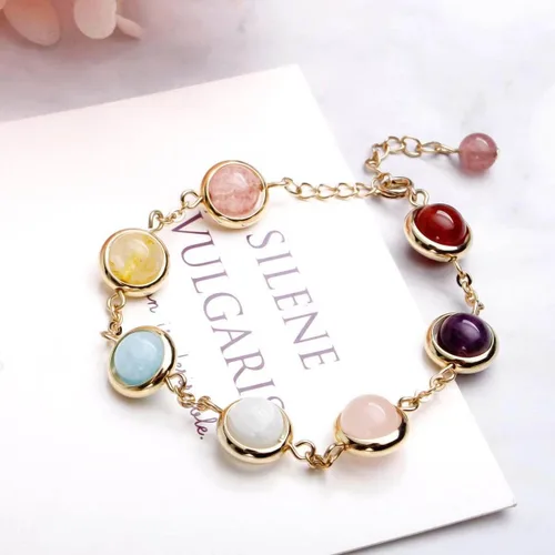 Vista 5 de Pulsera de cristal curativo hecha a mano para niñas y mujeres