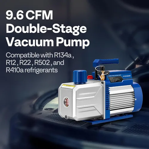 Vista 7 de VIVOHOME - Bomba de vacío HVAC de doble etapa de 110 V 1 HP 9.6 CFM con botellas de aceite Auto AC Vacuum Pump for Automotive Home Air Conditioner