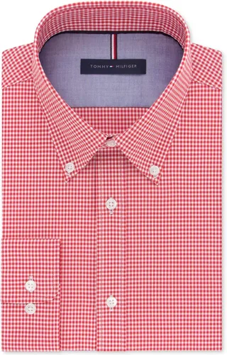 Vista 7 de Tommy Hilfiger - Camisa de vestir para hombre, ajuste delgado, no necesita planchado, a cuadros Aguamarina
