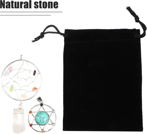 Vista 3 de VOCOSTE Juego de piedras de cristal curativo sintético para relajarse por estrés, colgante hexagonal y colgante atrapasueños, accesorios para mujer