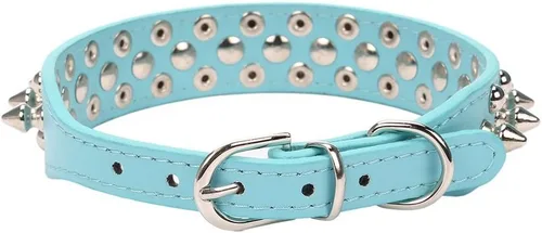 Vista 17 de Collar ajustable de piel sintética con remaches de clavos para gatos, cachorros y perros.