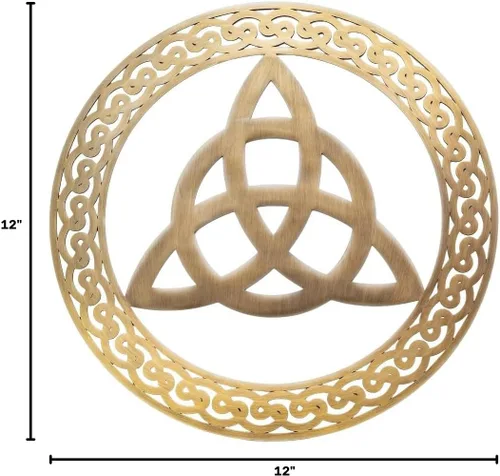 Vista 3 de Exclusively Irish Trinity Knot - Colgante de pared de forma redonda (latón antiguo)