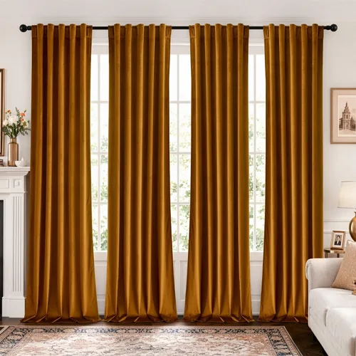 Vista 24 de MIULEE Navy Blue Velvet Curtains 4 Panels Set Back Tab 40 x 96 Inch Long Azul marino