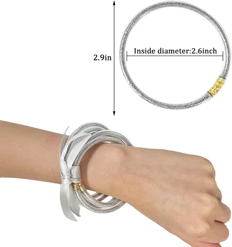 Vista 2 de Pulseras de purpurina con relleno de gelatina, ligeras y lindas pulseras de silicona, los mejores regalos para mujeres y niñas, cumpleaños, día