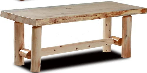Vista 3 de Mesa de centro de troncos de borde vivo (transparente natural) - Muebles rústicos - Mesa de centro rústica de pino y cedro