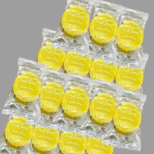 Vista 5 de Fruit Gems 1.5 Libras Klub Bulk Bocadillos Envueltos Individualmente - Sabores Surtidos Suave Espolvoreado con Azúcar - Dulces a Granel Hechos