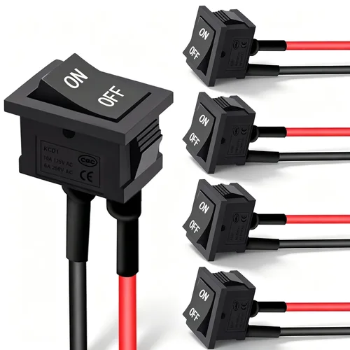 Vista 8 de Twidec/10Pcs Interruptor basculante AC 6A/250V 10A/125V SPST 2 pines 2 posiciones encendido/apagado Interruptor basculante cuadrado para coche Negro