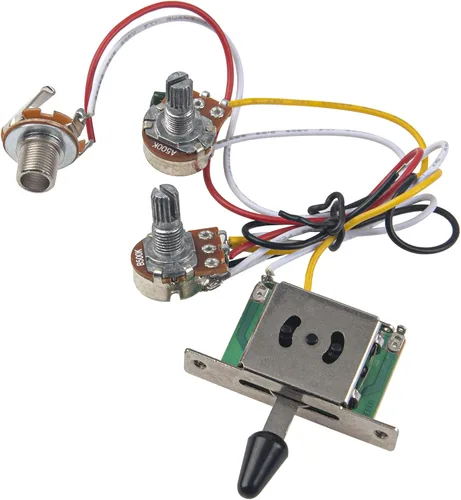 Vista 2 de Juego de arnés de cableado de guitarra Yootones con cable de 500 K, juego de arnés de cableado con interruptor de 3 vías con 6.35 salidas/perillas