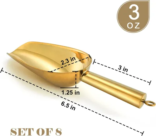 Vista 2 de P&P CHEF - Juego de 8 mini cucharadas de 3 onzas, cubo de hielo dulce de acero inoxidable para el hogar, bar, bufé, recipientes de boda, fácil