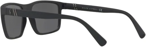 Vista 5 de Polo Ralph Lauren Men's PH4133 Rectangular Sunglasses, Shiny Transparent Dark HavanaGreen, 59 mm