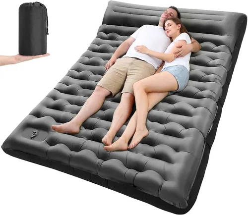 Vista 15 de Colchoneta de dormir para campamento, de 5.9 pulgadas de grosor, con almohada integrada y bomba de pie, almohadilla de dormir autoinflable