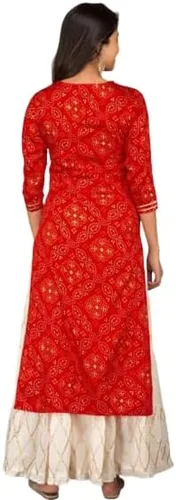 Vista 2 de Trend Matters Kurta estampado rojo indio con falda