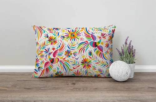 Vista 4 de Solekla Fundas de almohada de 12 x 20 pulgadas, decoración rústica de granja, fundas de almohada florales mexicanas, algodón lino, arte étnico