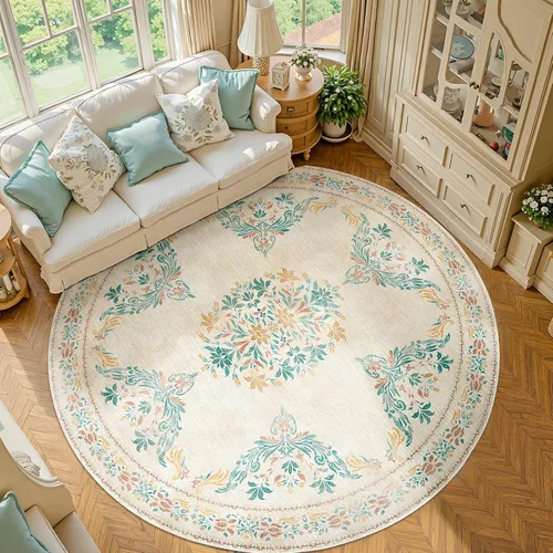 Vista 164 de jinchan Fiora - Alfombra lavable de área pequeña, alfombra de entrada floral de medio círculo de 2 x 3, tapete de media luna de pelo bajo, suave