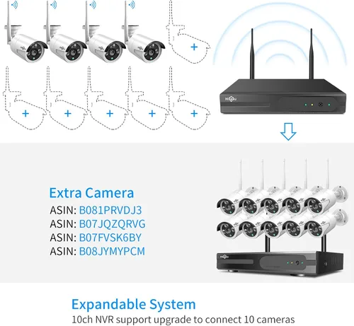 Vista 7 de 【Complemento de cámara Hiseeu】Paquete de 2 cámaras de seguridad inalámbricas para exteriores de 3 MP, lente impermeable para interiores y exteriores
