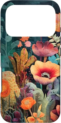 Vista 30 de iPhone 16 Flores coloridas en funda de edredón óptica, flores