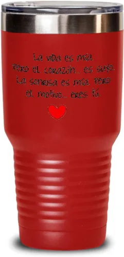 Vista 8 de Regalo para novia Taza de cafe para esposa Perfecto regalo para navidad, graduados, profesionales y estudiantes Vaso con afirmaciones Azul