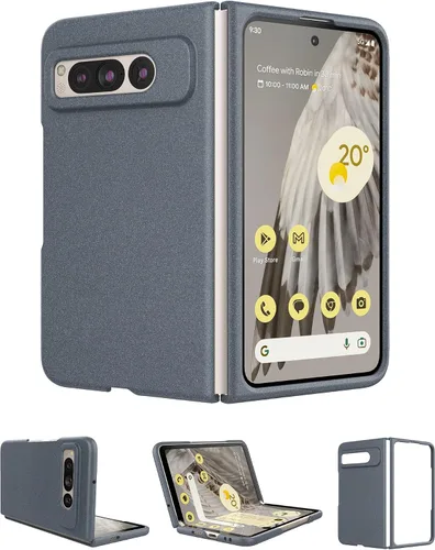 Vista 8 de Funda delgada de cuero para Pixel 9 Pro Fold (2024), sin protector de pantalla, soporte de carga inalámbrica, ultradelgada a prueba de golpes, funda