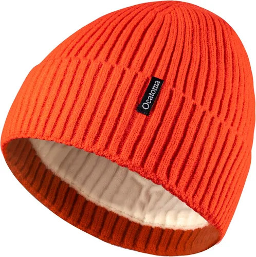 Vista 24 de Ocatoma Gorro para hombre y mujer, cálido gorro de invierno tejido con puños, suave y cálido, gorro de esquí unisex Camello gris