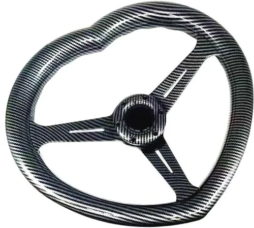 Vista 3 de Volante en forma de corazón negro del ABS universal del volante del estilo de la fibra de carbono