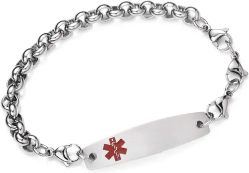 Vista 39 de Brazaletes de alerta médica ajustables de 7.5" a 9" para mujer/hombre, de acero inoxidable, intercambiables Cadena de bloque