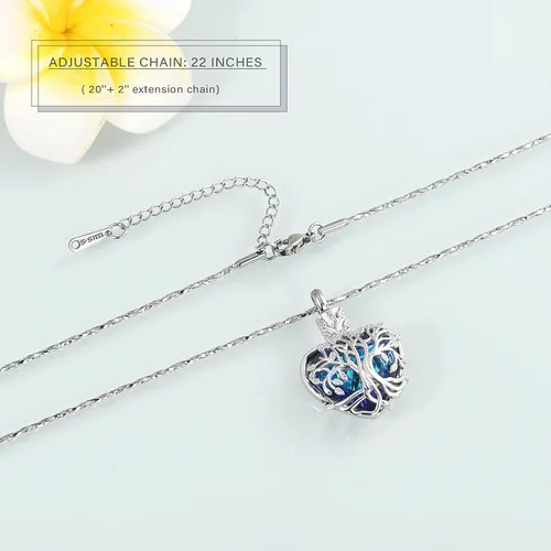 Vista 5 de Imrsanl Collar de urna de árbol de la vida con forma de corazón, joyería de cremación para hombres y mujeres, recuerdo, joyería conmemorativa