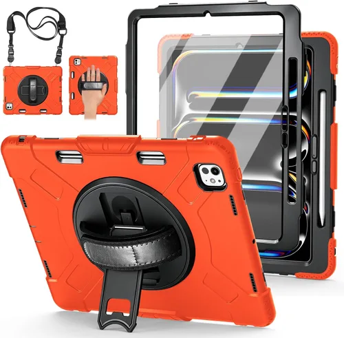 Vista 9 de Funda para iPad Pro de 12.9 2022/2021/2020/2018: Funda para iPad Pro 12.9 6ª/5ª/4ª/3ª generación con protector de pantalla, soporte para lápices