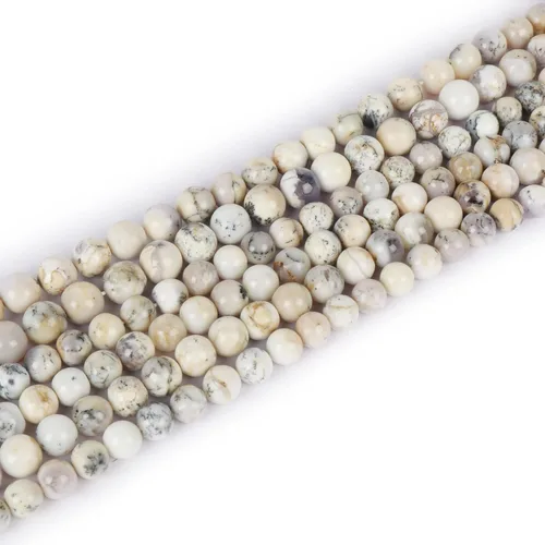 Vista 2 de GEMHUB Cuentas de ópalo natural, ópalo blanco, cuentas de gemas, cuentas de ópalo Feng Shui de buena suerte para hacer pulseras para mujeres